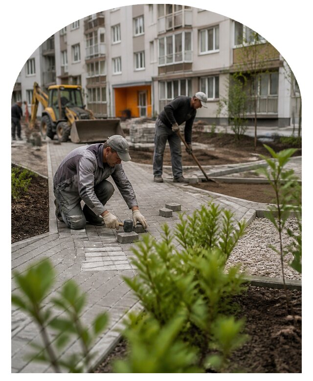 Благоустройство двора многоквартирного дома в Курске